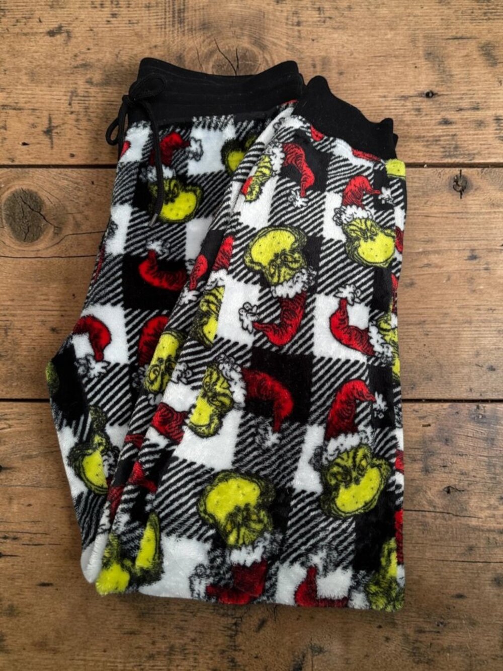 The Grinch Plaid Fleece Pajama Pants Small Dr. Seuss Christmas Lounger